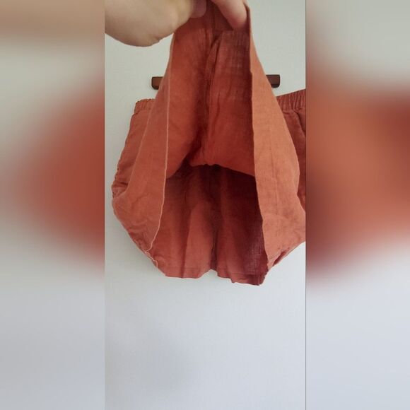 Garnet Hill 100% Linen Rust Orange Plus Skirt with Front Pockets Size 18 - Picture 5 of 10